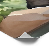 Watercolor painted waterfall ポスター (角)