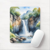 Watercolor painted waterfall マウスパッド (マウス)