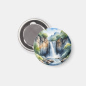 Watercolor painted waterfall マグネット (正面/裏面)