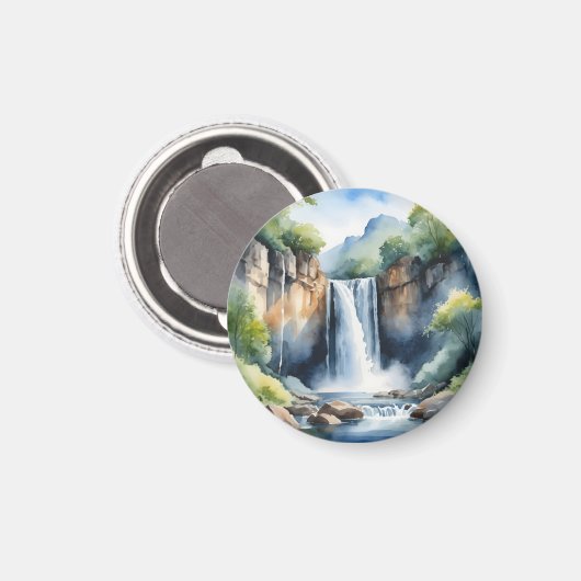 Watercolor painted waterfall マグネット (正面/裏面)