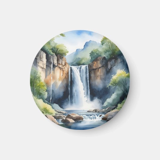 Watercolor painted waterfall マグネット (正面)