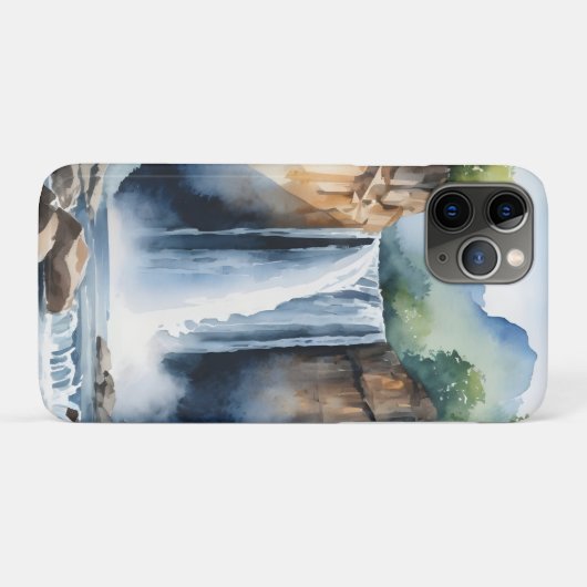 Watercolor painted waterfall Case-Mate iPhoneケース (裏面(横))