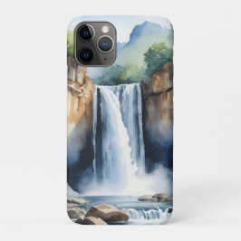Watercolor painted waterfall iPhone 11 proケース