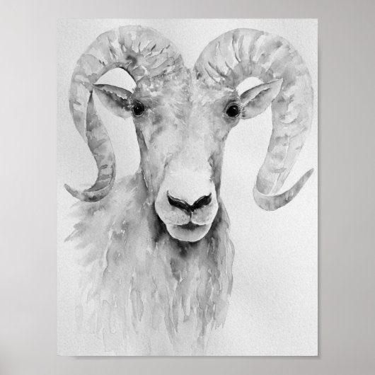 Watercolor Painting Abstract Ram ポスター (正面)