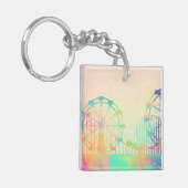 Watercolor Painting Ferris Wheel Fairground Art キーホルダー (正面左)