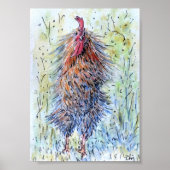 Watercolor Painting Fun Rooster ポスター (正面)