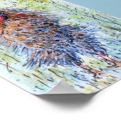 Watercolor Painting Fun Rooster ポスター (角)