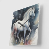 Watercolor Painting of Horse スクエア壁時計 (傾斜)