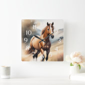 Watercolor Painting of Horse スクエア壁時計 (ホーム)