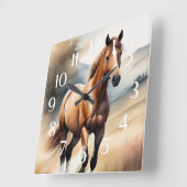 Watercolor Painting of Horse スクエア壁時計 (傾斜)