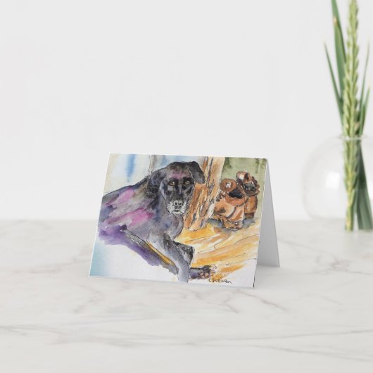 watercolor painting of Montana pup + sweet verse  カード (正面)