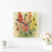 Watercolor Painting of Snapdragons 2 Wall Clock スクエア壁時計 (ホーム)