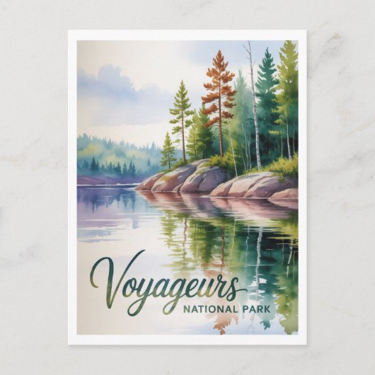 Watercolor Painting of Voyageurs National Park ポストカード (正面)