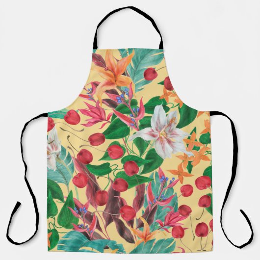 Watercolor painting seamless pattern with beautifu エプロン (正面)