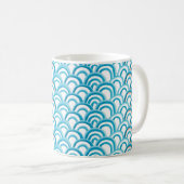 Watercolor painting seamless pattern with blue wav コーヒーマグカップ (正面右)