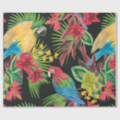 Watercolor painting seamless pattern with parrots ラッピングペーパー (フラット)