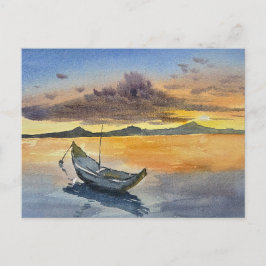Watercolor Painting Sunset scene  ポストカード