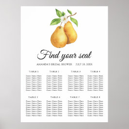 Watercolor pair pears Wedding seating chart ポスター