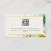 Watercolor Palm Destination Wedding QR Code Detail エンクロージャーカード (裏面)