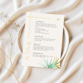 Watercolor Palm Gold Destination Wedding Detail エンクロージャーカード