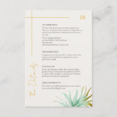 Watercolor Palm Gold Destination Wedding Detail エンクロージャーカード (正面)