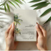 Watercolor Palm Tree Destination coastal Wedding  招待状