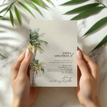 Watercolor Palm Tree Destination coastal Wedding 