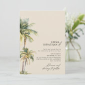 Watercolor Palm Tree Destination coastal Wedding  招待状 (スタンド正面)