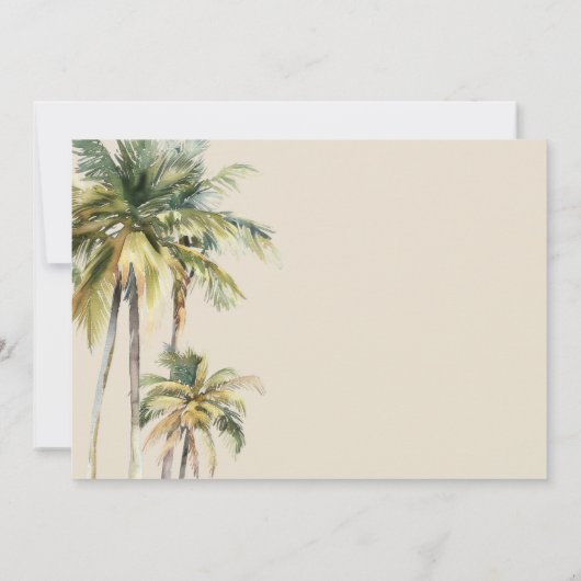 Watercolor Palm Tree Destination coastal Wedding  招待状 (裏面)