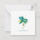 Watercolor Palm Tree Tropical Mini Christmas ノートカード (正面)