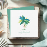 Watercolor Palm Tree Tropical Mini Christmas ノートカード<br><div class="desc">Wish friends and family a tropical Christmas with my fun and unique Christmas themed square greeting card in a tiny size. This cute mini Christmas card pack features my original watercolor palm tree artwork with in shades of blues, greens and a hint of red. The words "Merry Christmas" are set...</div>