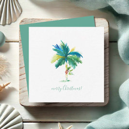 Watercolor Palm Tree Tropical Mini Christmas ノートカード