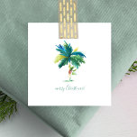 Watercolor Palm Tree Tropical Mini Christmas ノートカード<br><div class="desc">Wish friends and family a tropical Christmas with my fun and unique Christmas themed square greeting card in a tiny size. This cute mini Christmas card pack features my original watercolor palm tree artwork with in shades of blues, greens and a hint of red. The words "Merry Christmas" are set...</div>