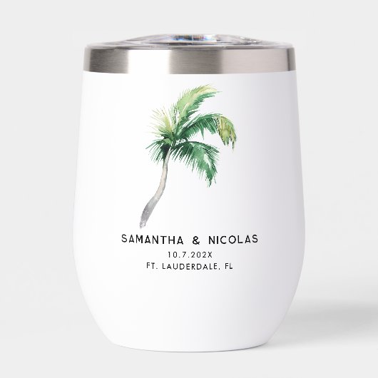 Watercolor Palm Tree Tropical Wedding Personalized (正面)