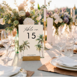 Watercolor Palm Tree Wedding coastal desination テーブルナンバー