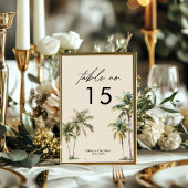 Watercolor Palm Tree Wedding coastal desination テーブルナンバー