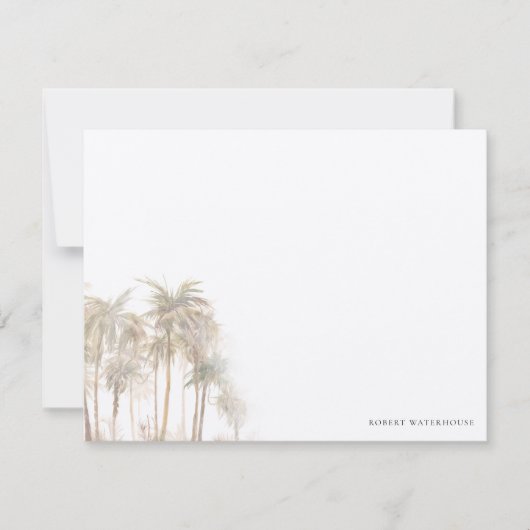Watercolor Palm Trees Personalized Thank You ノートカード (正面)