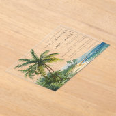 Watercolor Palm Trees Tropical Beach Wedding アクリル招待状 (レイダウン)