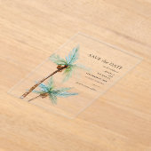 Watercolor Palm Trees Wedding Save the Date アクリル招待状 (レイダウン)