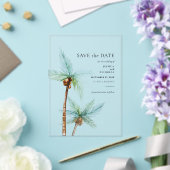 Watercolor Palm Trees Wedding Save the Date アクリル招待状 (インサイチュ (ウェディング))