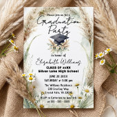Watercolor Pampas Grass Daisies Graduation Party 招待状