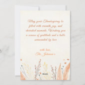 Watercolor Pampas Grass & Rustic Boho Thanksgiving シーズンカード (裏面)