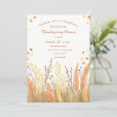 Watercolor Pampas Grass & Rustic Boho Thanksgiving 招待状 (スタンド正面)