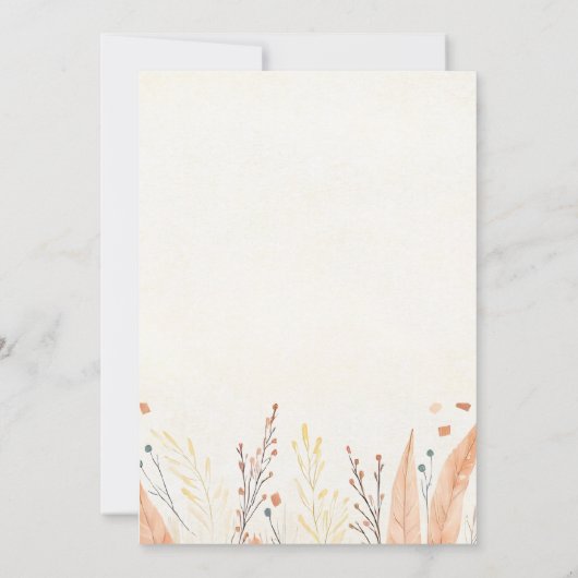 Watercolor Pampas Grass & Rustic Boho Thanksgiving 招待状 (裏面)