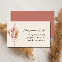 Watercolor Pampas Grass Wedding Honeymoon Wish エンクロージャーカード