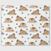 Watercolor Pancakes Berries Breakfast Brunch  ラッピングペーパー (フラット)