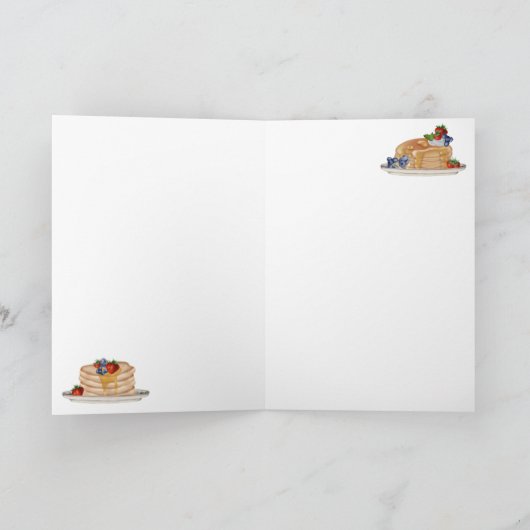 Watercolor Pancakes Berries Breakfast Food Pattern カード (内部)