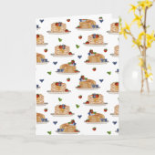 Watercolor Pancakes Berries Breakfast Food Pattern カード (黄色い花)