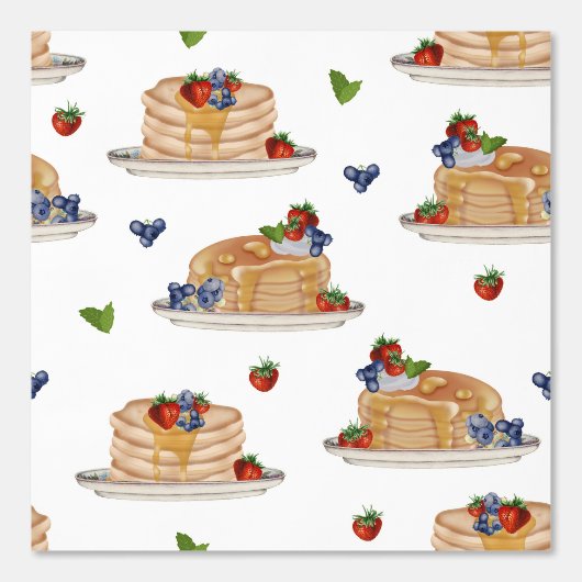 Watercolor Pancakes Berries Breakfast Kitchen 壁紙 (正面)