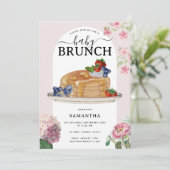 Watercolor Pancakes Berries Brunch Baby Shower 招待状 (スタンド正面)